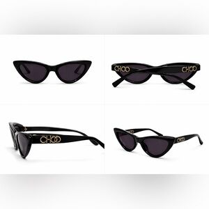 Jimmy Choo Black Cat-Eye Sunglasses with Gold Detail